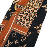 ルイ ヴィトン モノグラム バンドー レオパード 豹 ヒョウ スカーフ M00417 ベージュ ブラック シルク レディース LOUIS VUITTON 【中古】